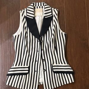 Alberto Makali for Cache Black and White Striped Blazer Vest